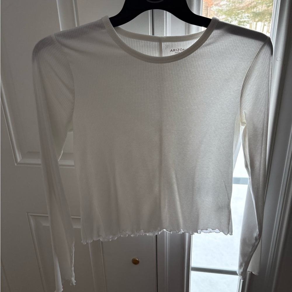 Women’s Arizona long sleeve crop top - white Size XL